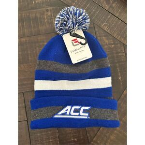 🌸 Atlantic Coast Conference Blue and White Stripe Beanie New